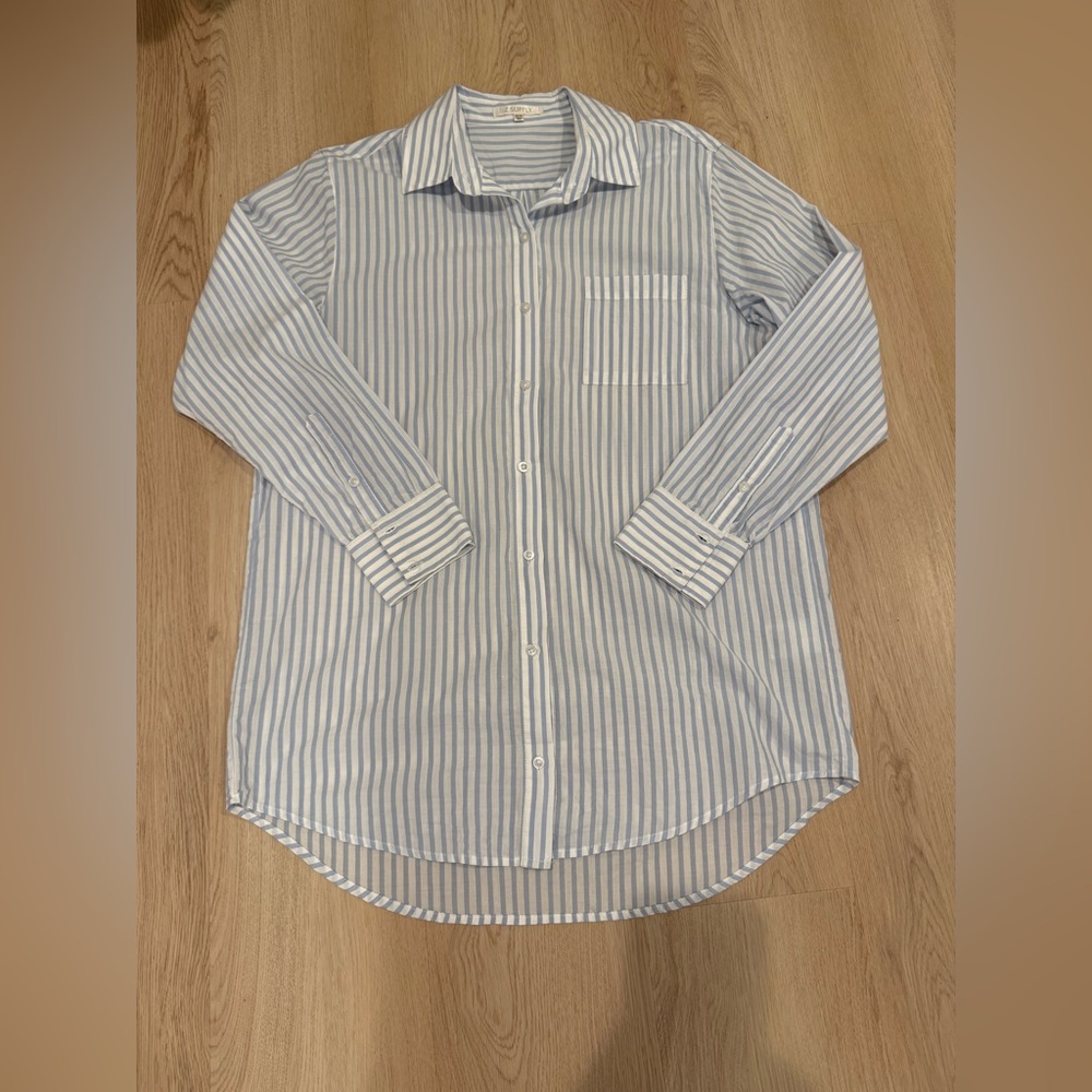 Z Supply Light Blue and White Striped Shirt